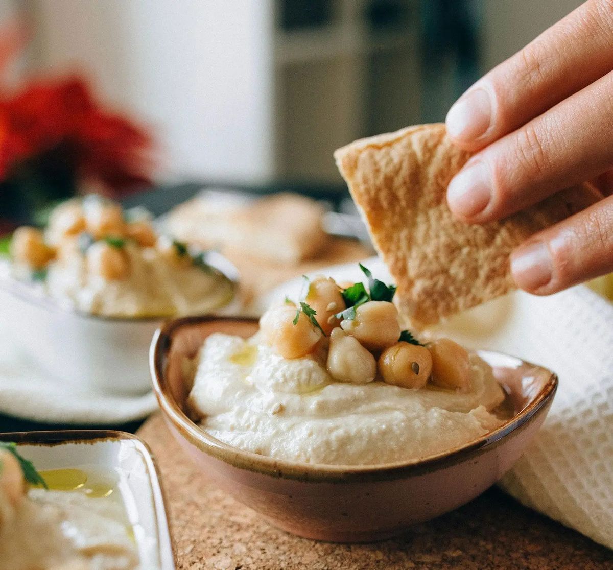 Frisch zubereiteter Hummus