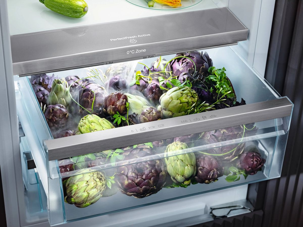 Frisches Obst und Gemüse im Kühlschrank